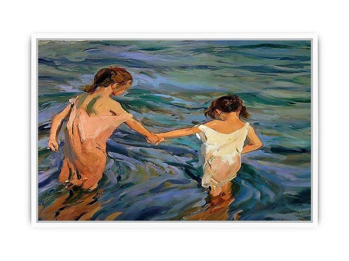 Children in the Sea by Joaquin Sorolla y Bastida Framed Print