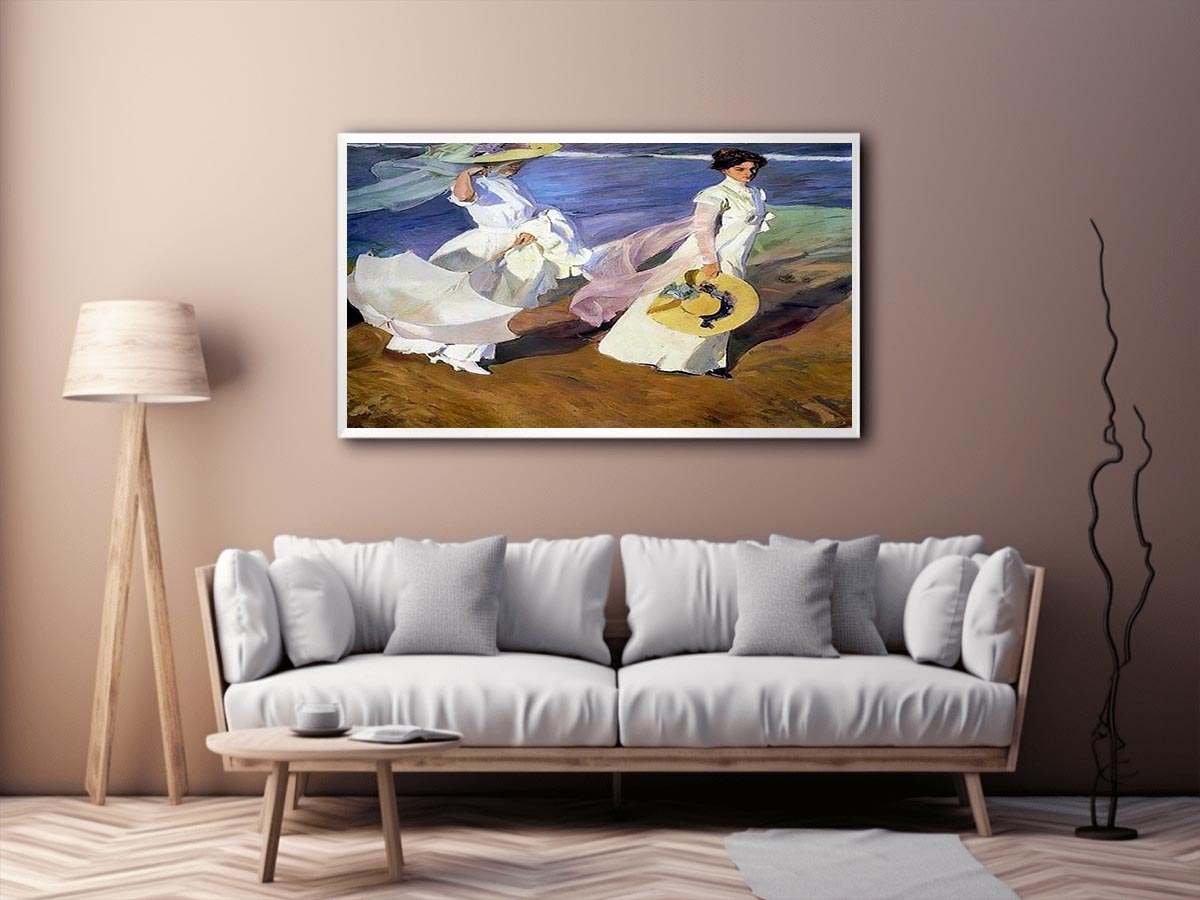 Strolling along the Seashore by Joaquin Sorolla y Bastida Painting