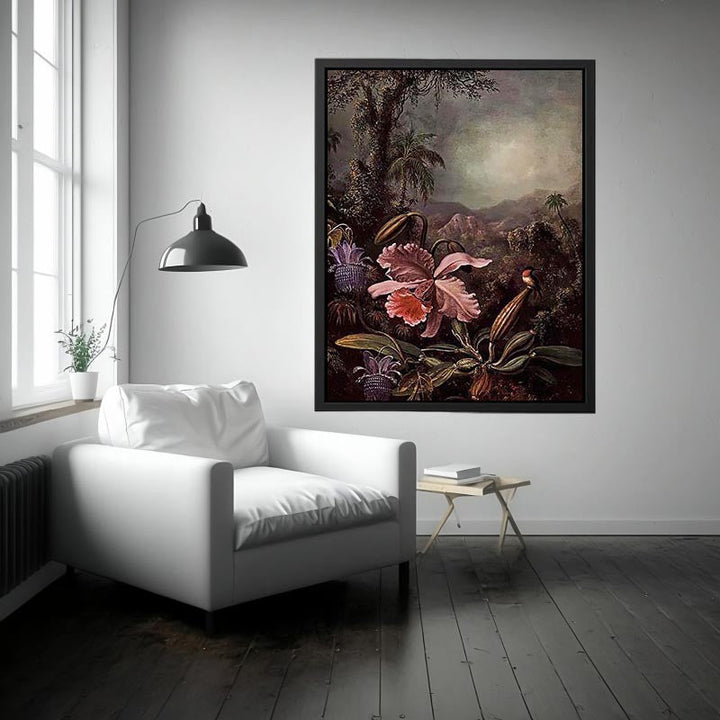 Orchids Passion Flowers And Hummingbird Painting