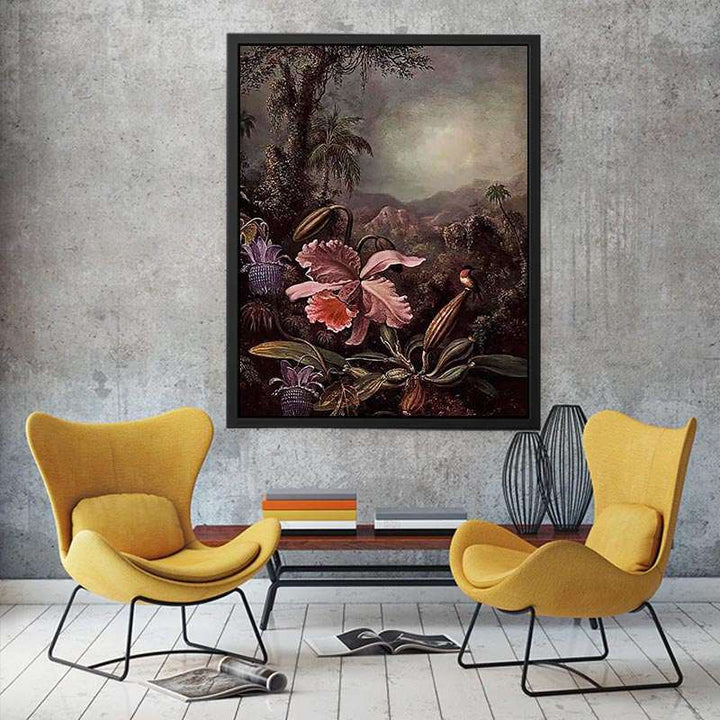 Orchids Passion Flowers And Hummingbird  Painting