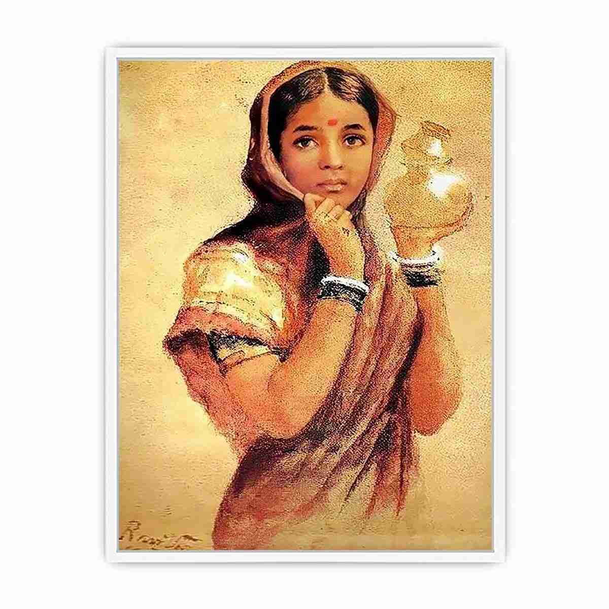 The Milkmaid by Raja Ravi Varma Framed Print