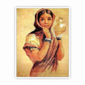 The Milkmaid by Raja Ravi Varma Framed Print