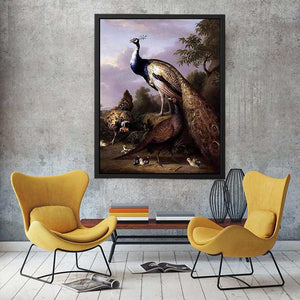 Peacock, Hen and Cock Pheasant in a Landscape by Tobias Stranover Painting