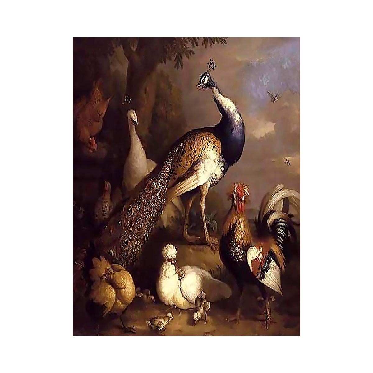 Peacock, Peahen and Poultry in a Landscape by Tobias Stranover