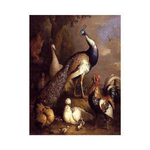 Peacock, Peahen and Poultry in a Landscape by Tobias Stranover