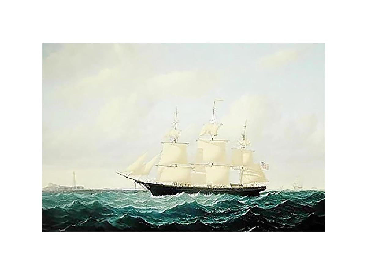 Dashing Wave' clipper ship off Boston Light by William Bradford