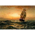 Ship at Sea, Sunset by Edward Moran