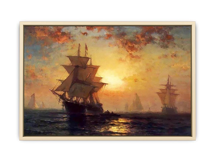 Ships at Night  Art Print