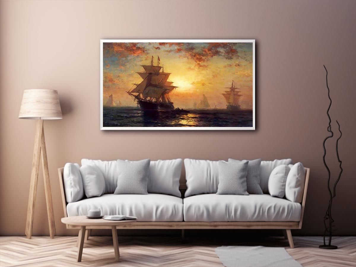 Ships at Night by Edward Moran Painting