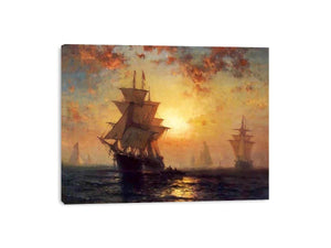 Ships at Night by Edward Moran Painting