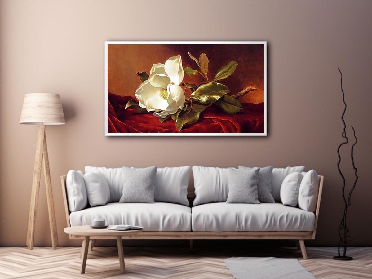 A Magnolia On Red Velvet by Martin Johnson Heade Painting