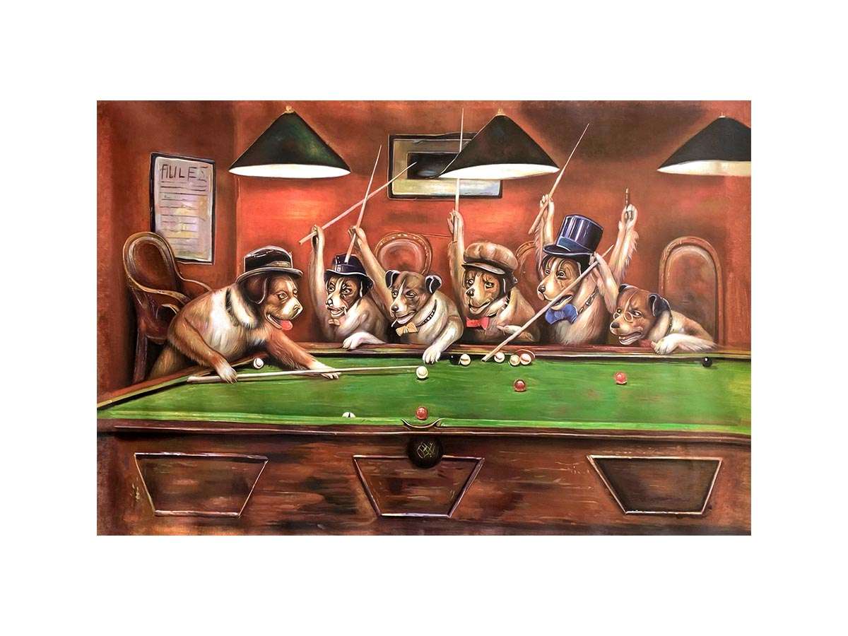 Dogs Playing Pool by Cassius Marcellus Coolidge Painting