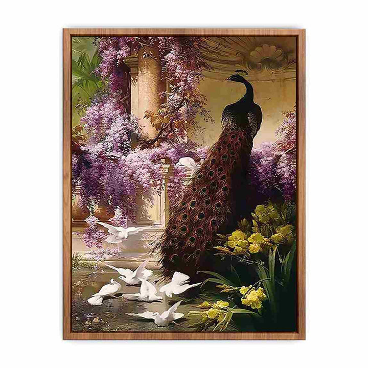 A Peacock and Doves in a Garden  Poster