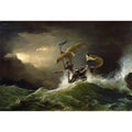 A First rate Man-of-War driven onto a reef of rocks, floundering in a gale by GEORGE PHILIP REINAGLE