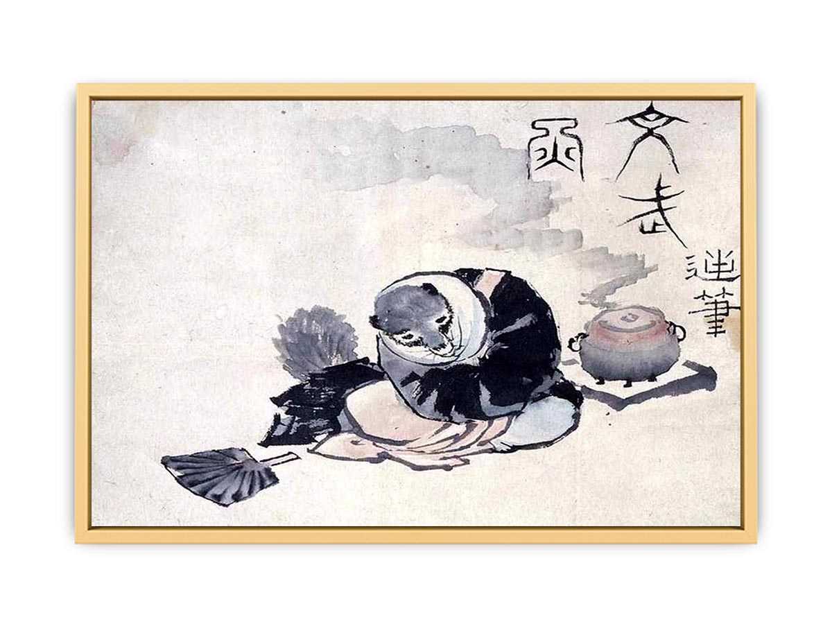 The Tea Kettle Raccoon Streched canvas