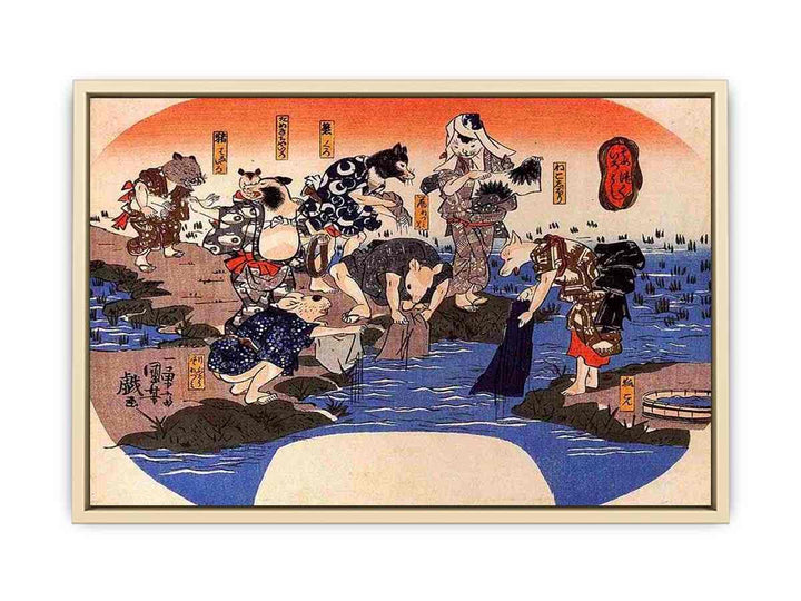 Animals dyeing fabrics  Art Print