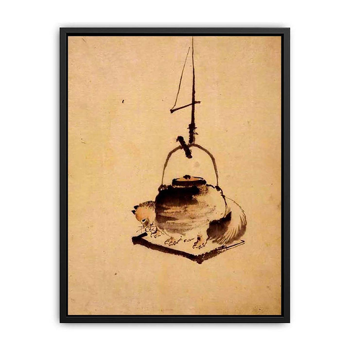 Hokusai tanuki tea kettle Canvas Print