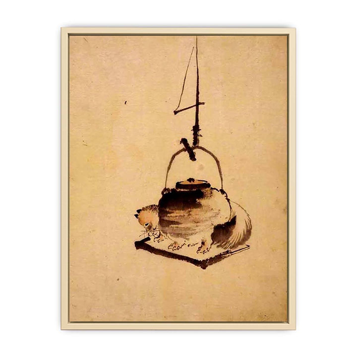 Hokusai tanuki tea kettle  Art Print