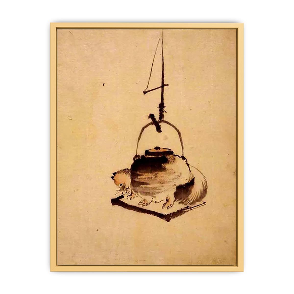 Hokusai tanuki tea kettle Streched canvas