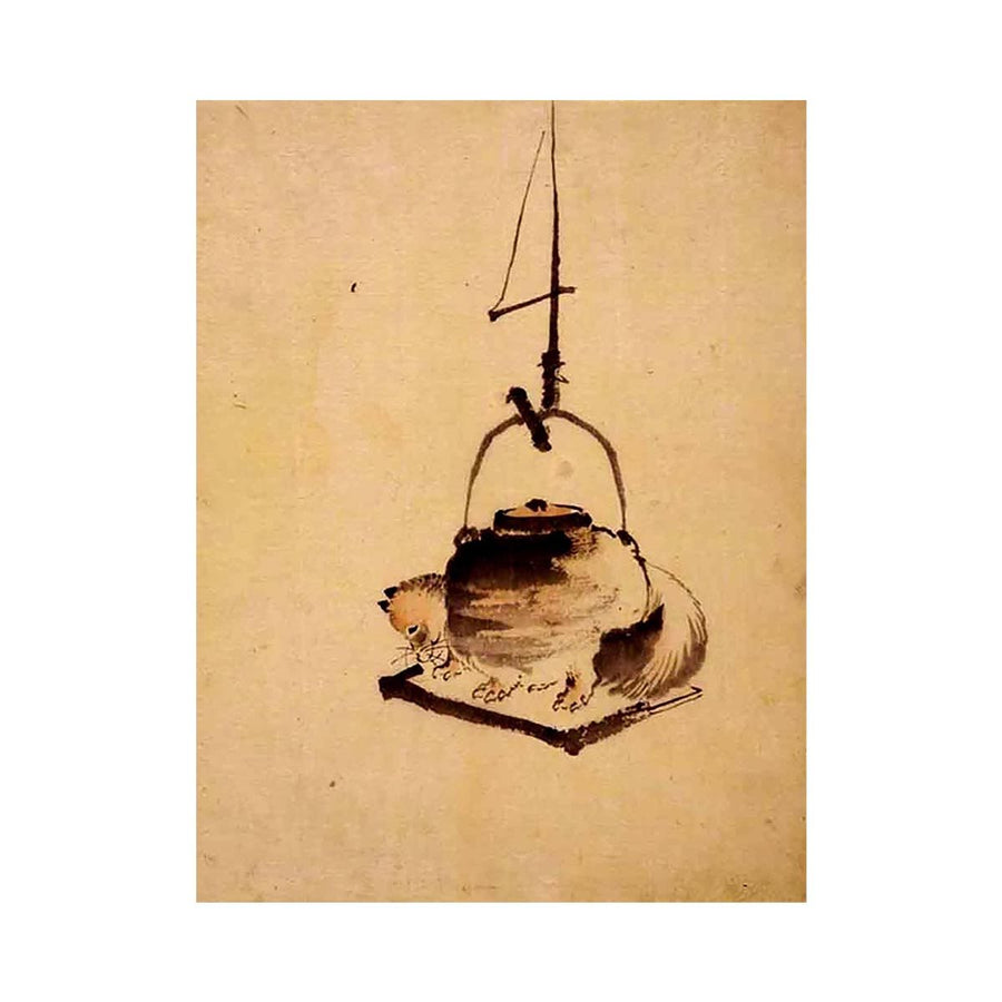 Hokusai tanuki tea kettle by Yoshitoshi onogawa