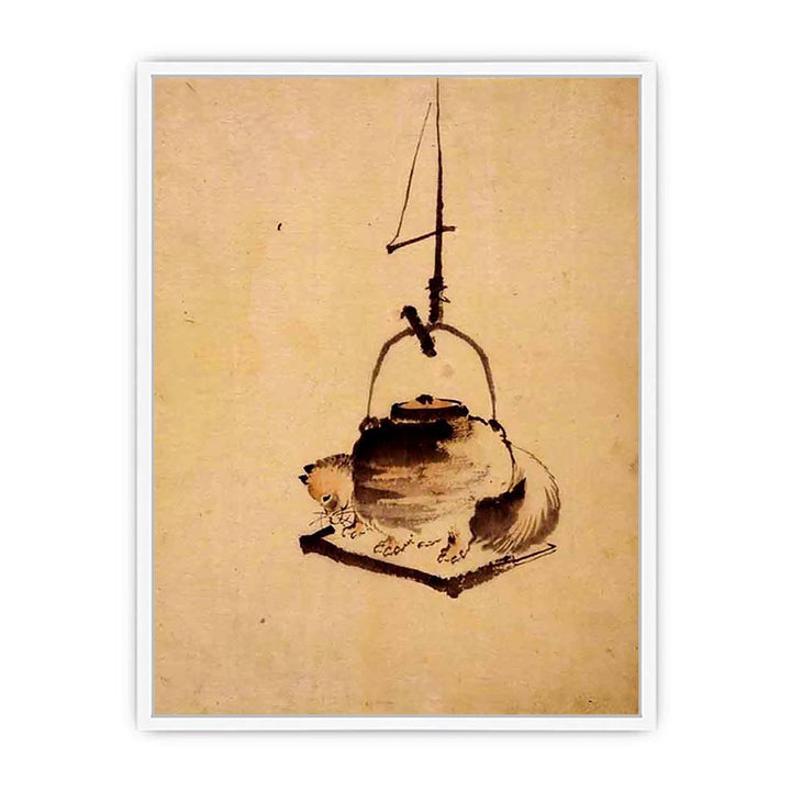 Hokusai tanuki tea kettle Framed Print