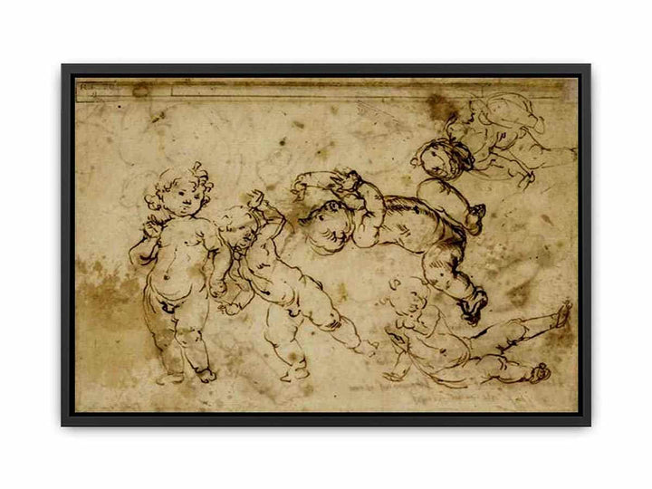 five naked children Canvas Print