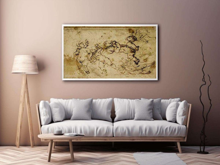 five naked children  Painting