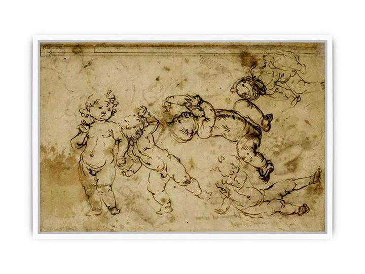 five naked children Framed Print