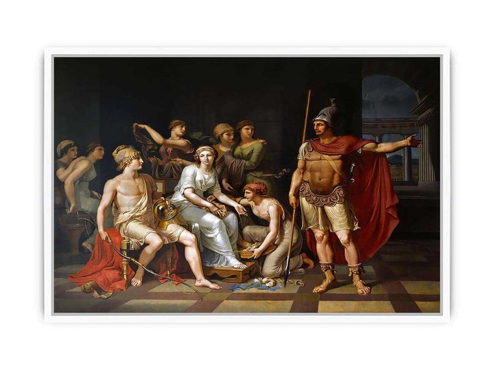 Hector Admonishes Paris  and Exhorts Him to Go to War Framed Print