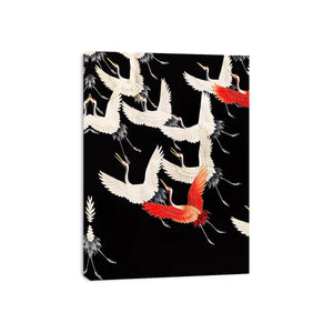 Japanese Stork, Furisode With A Myriad Of Flying Cranes By Hokusai