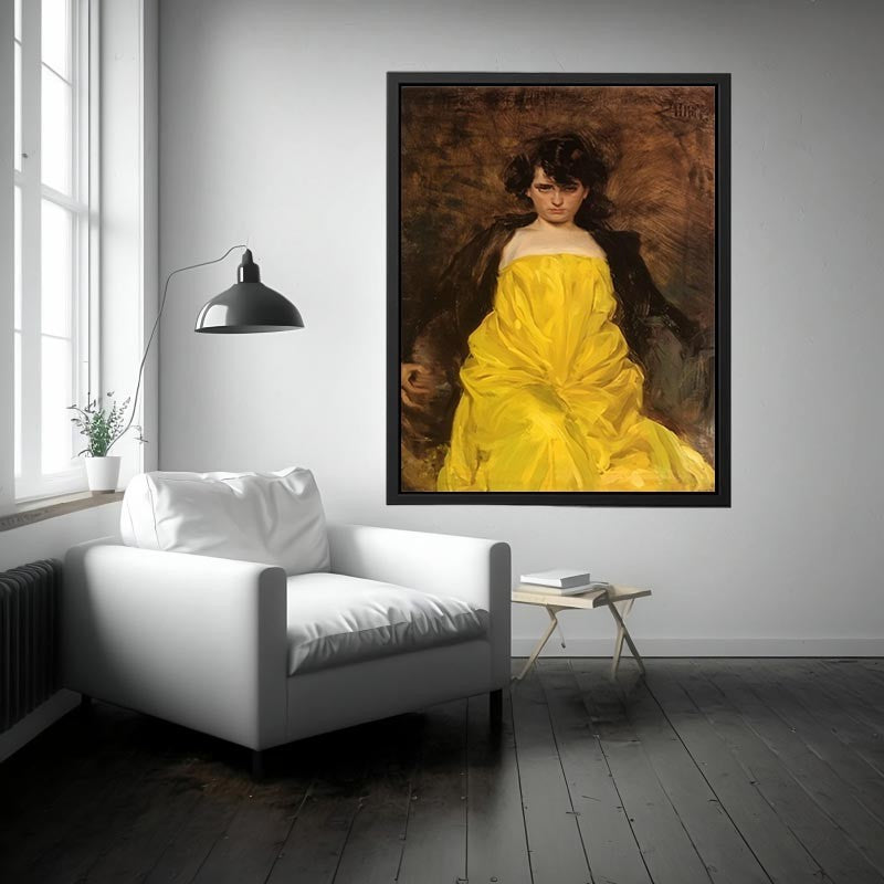 Women In yellow Dress Painting by  Ramon Casas