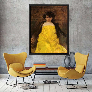 Women In yellow Dress Painting by  Ramon Casas