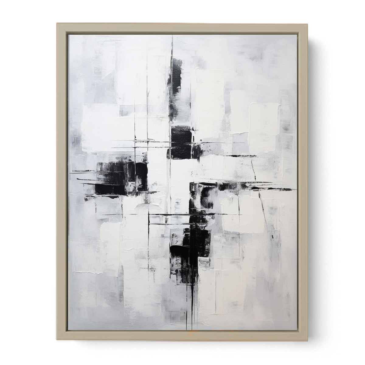 Grey Black Abstract Painting  Art Print