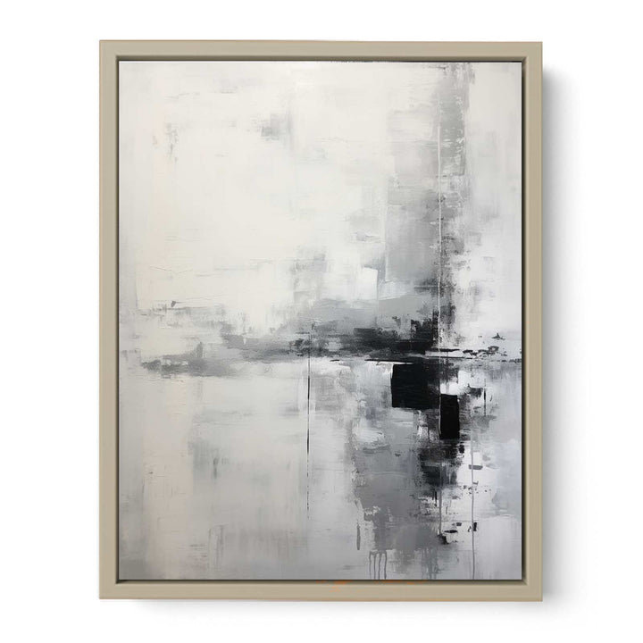 Grey And White Abstract Painting Framed Print