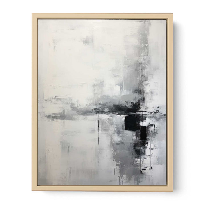 Grey And White Abstract Painting  Streched canvas