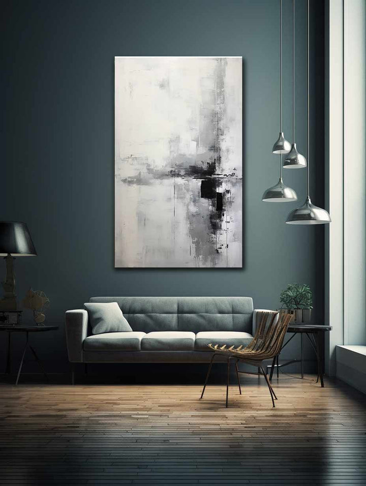 Grey And White Abstract Painting 