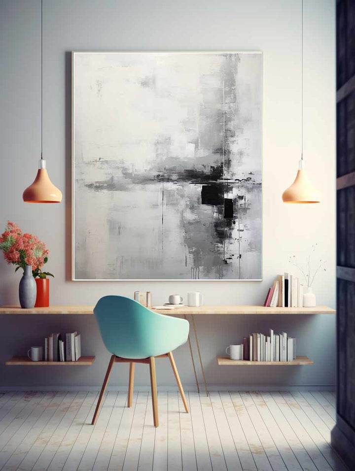 Grey And White Abstract Painting 