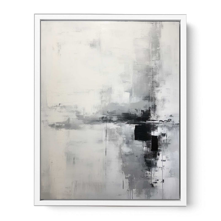 Grey And White Abstract Painting Framed Print
