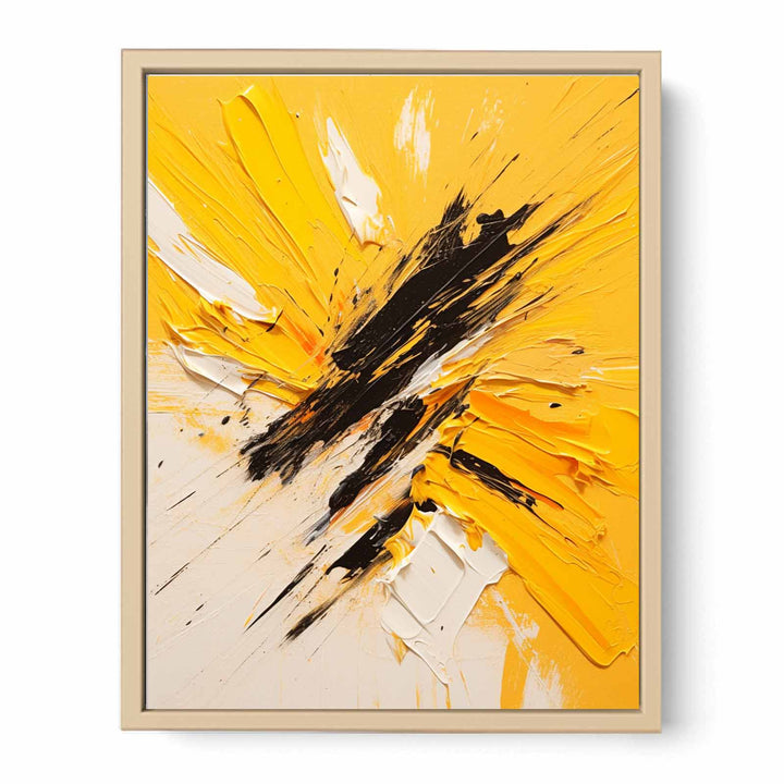 Knife Art Abstract Yellow Painting  Streched canvas