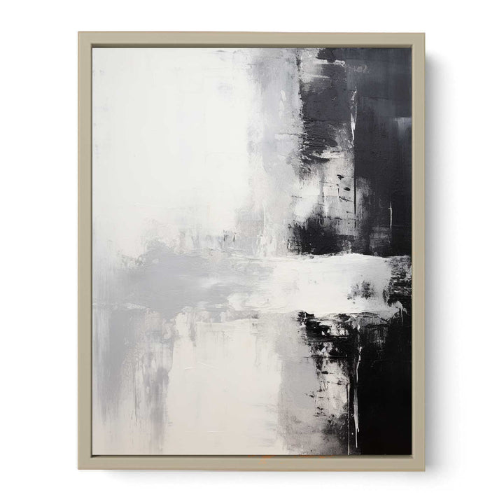Black White Abstract Painting Framed Print