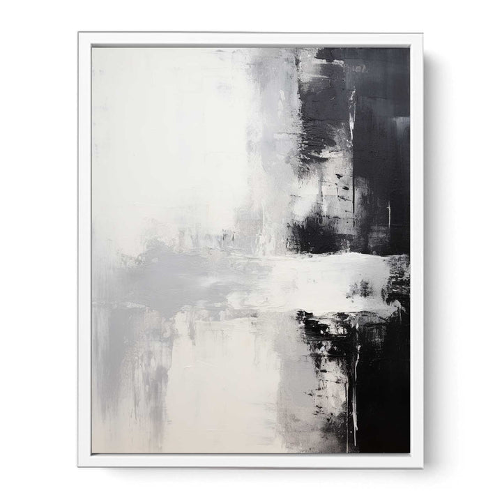Black White Abstract Painting  Canvas Print