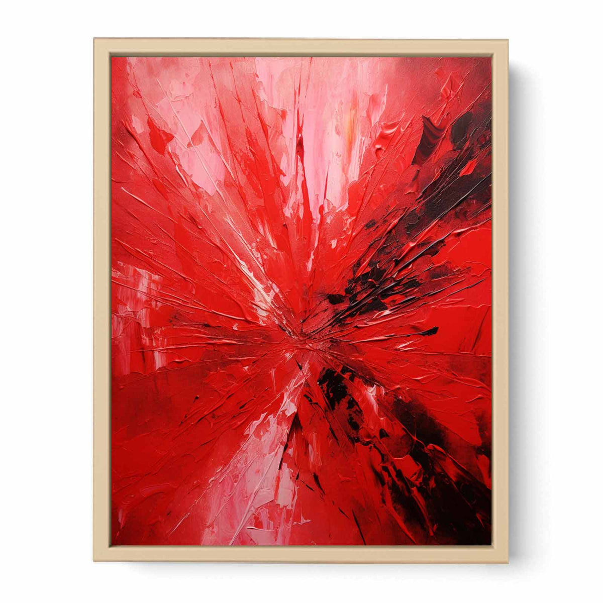 Knife Art Abstract Red Painting  Streched canvas