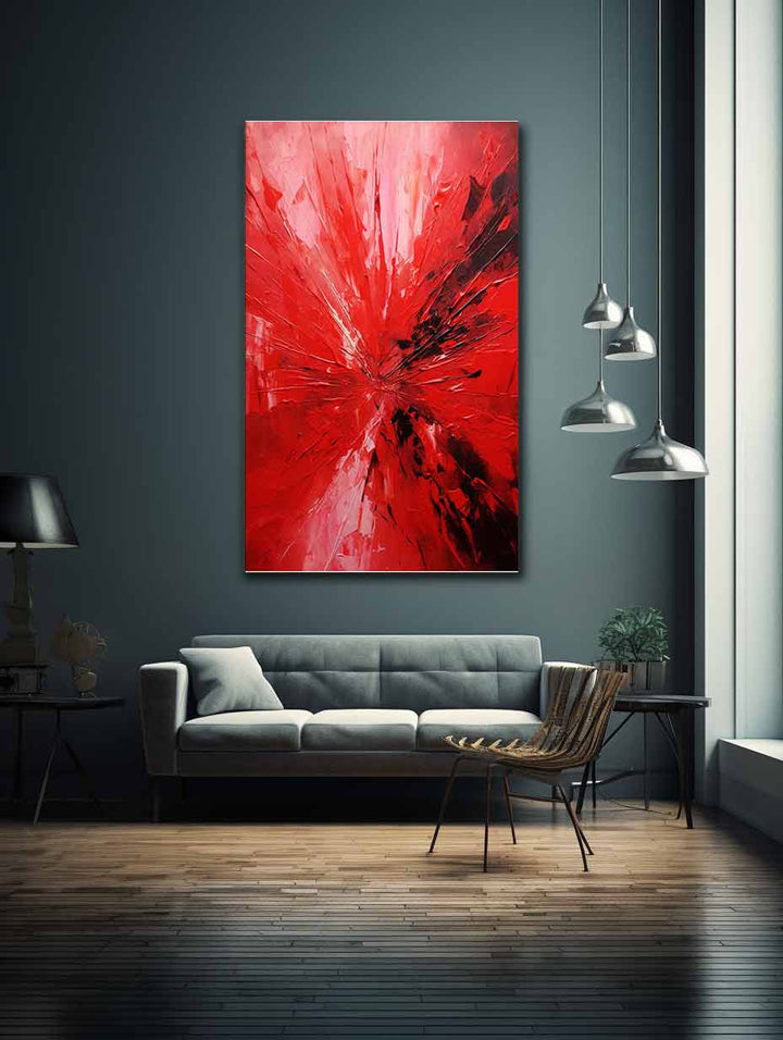 Knife Art Abstract Red Painting 