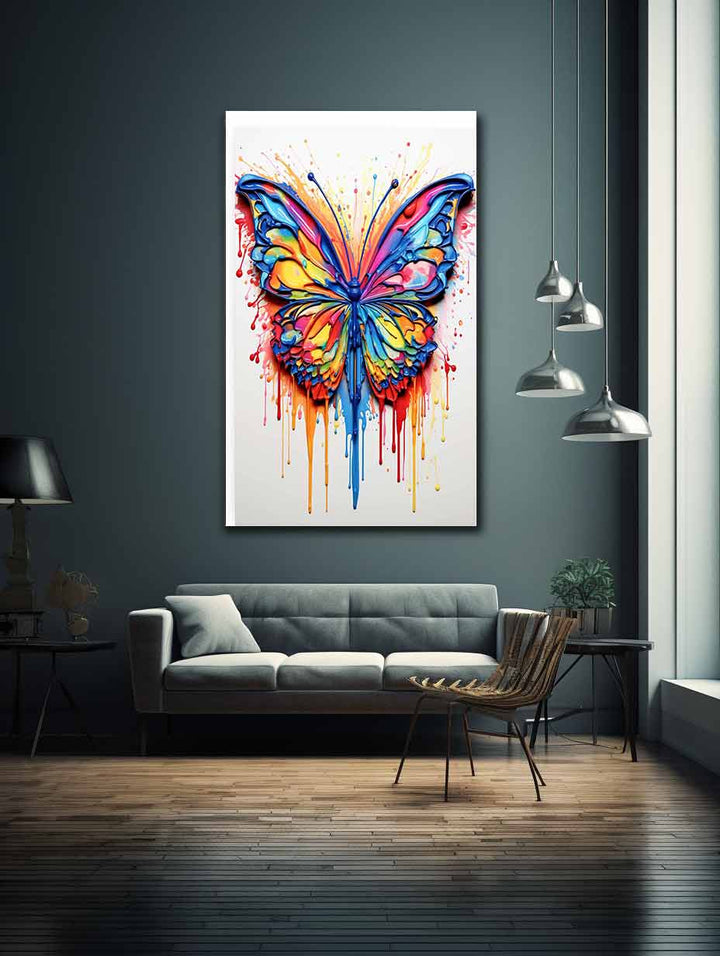 Butterfly Dripping Color  Art Painting 