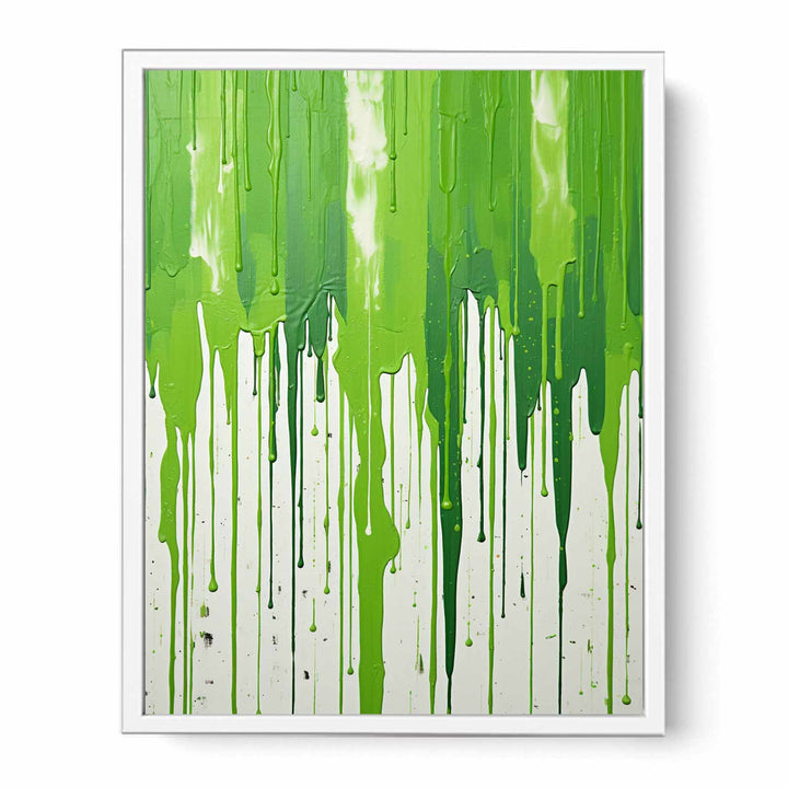 Color Green Drips Art Painting  Canvas Print