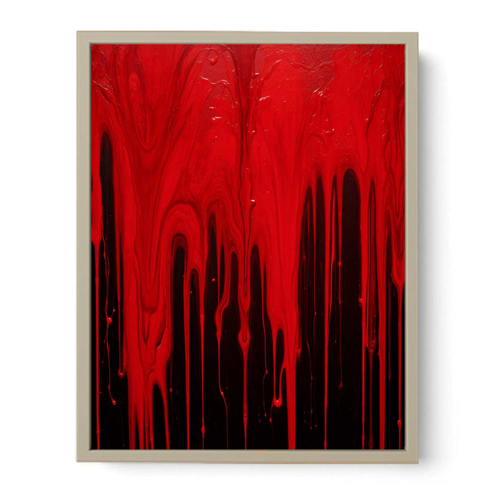 Color Red Drips Art Painting Framed Print