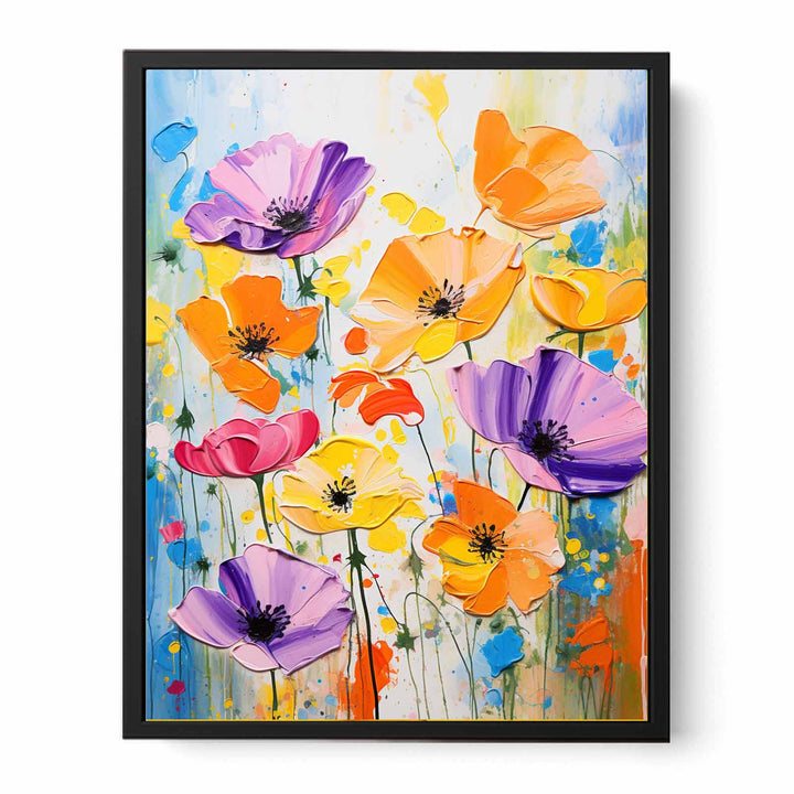 Flower Art Dripping Color Painting  Canvas Print