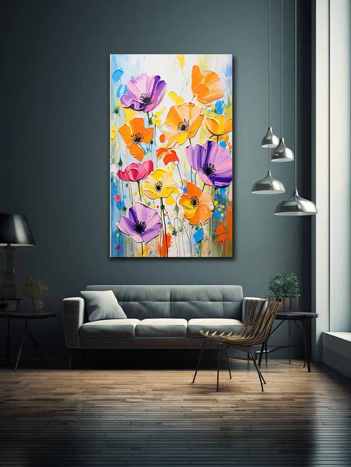 Flower Art Dripping Color Painting 