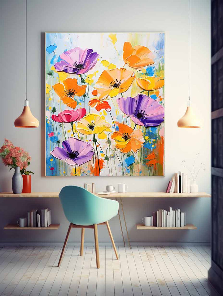 Flower Art Dripping Color Painting 