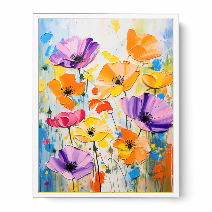 Flower Art Dripping Color Painting Framed Print